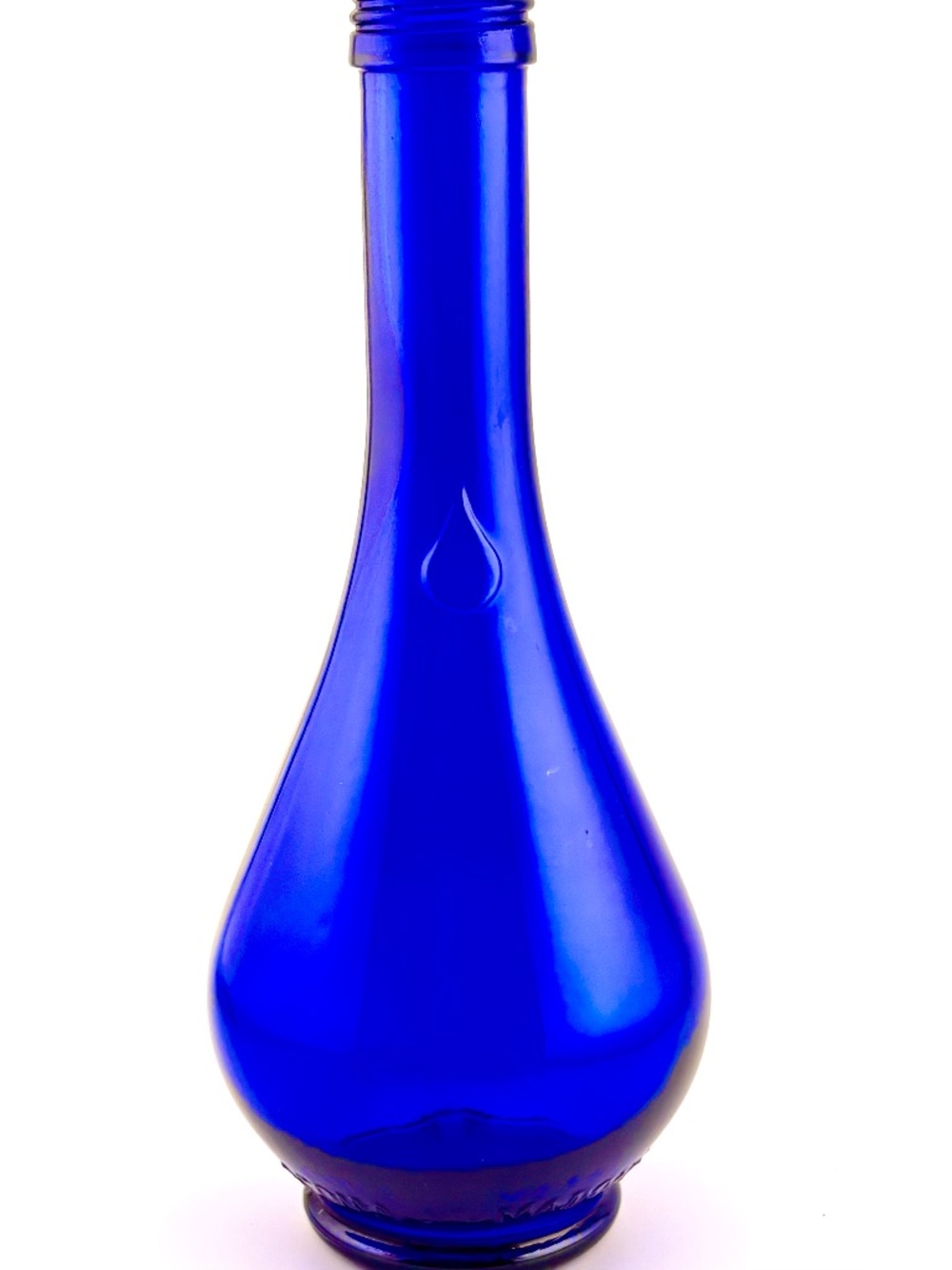 Vintage Italian Acqua Della Madonna Cobalt Blue Teardrop Bottle 8 1/2"